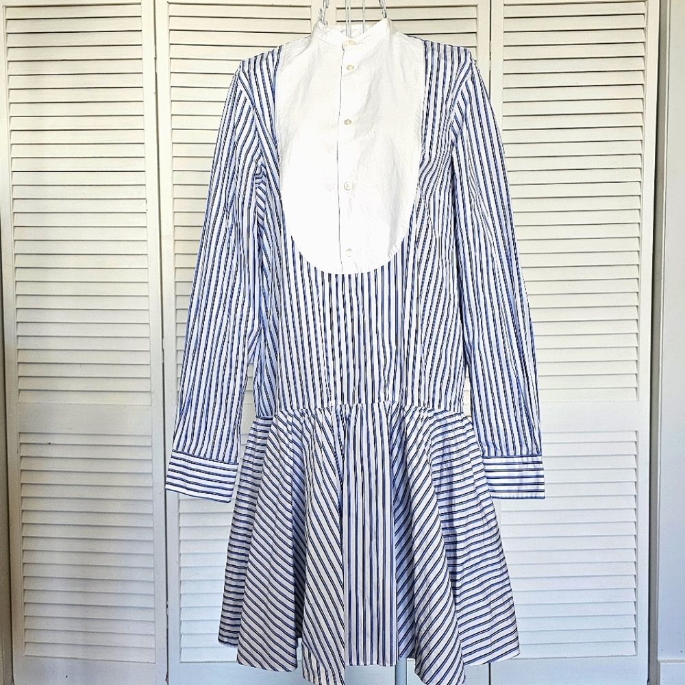 Polo Ralph Lauren Striped Blue and White Poplin Dress Size 10
